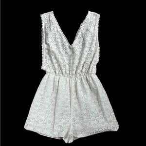 Ivory Lace Sleeveless Romper XS NWOT